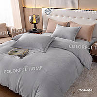 Велюровый комплект постельного белья с вышивкой Colorful Home , размер евро ( цвета в ассортименте )
