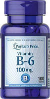 Витамин B-6 (пиридоксин гидрохлорид), Vitamin B-6 (Pyridoxine Hydrochloride), Puritan's Pride, 100 мг, 100