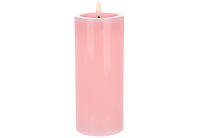 Світлодіодна воскова свічка з живим полум'ям 7.5*19.5см (2хАА не входять до комплекту), тепле біле світло, колір - рожевий 882-158