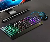 Клавиатура+мышка UKC с LED подсветкой от USB M-710, клавиатура игровая с подсветкой JD-384 и мышкой