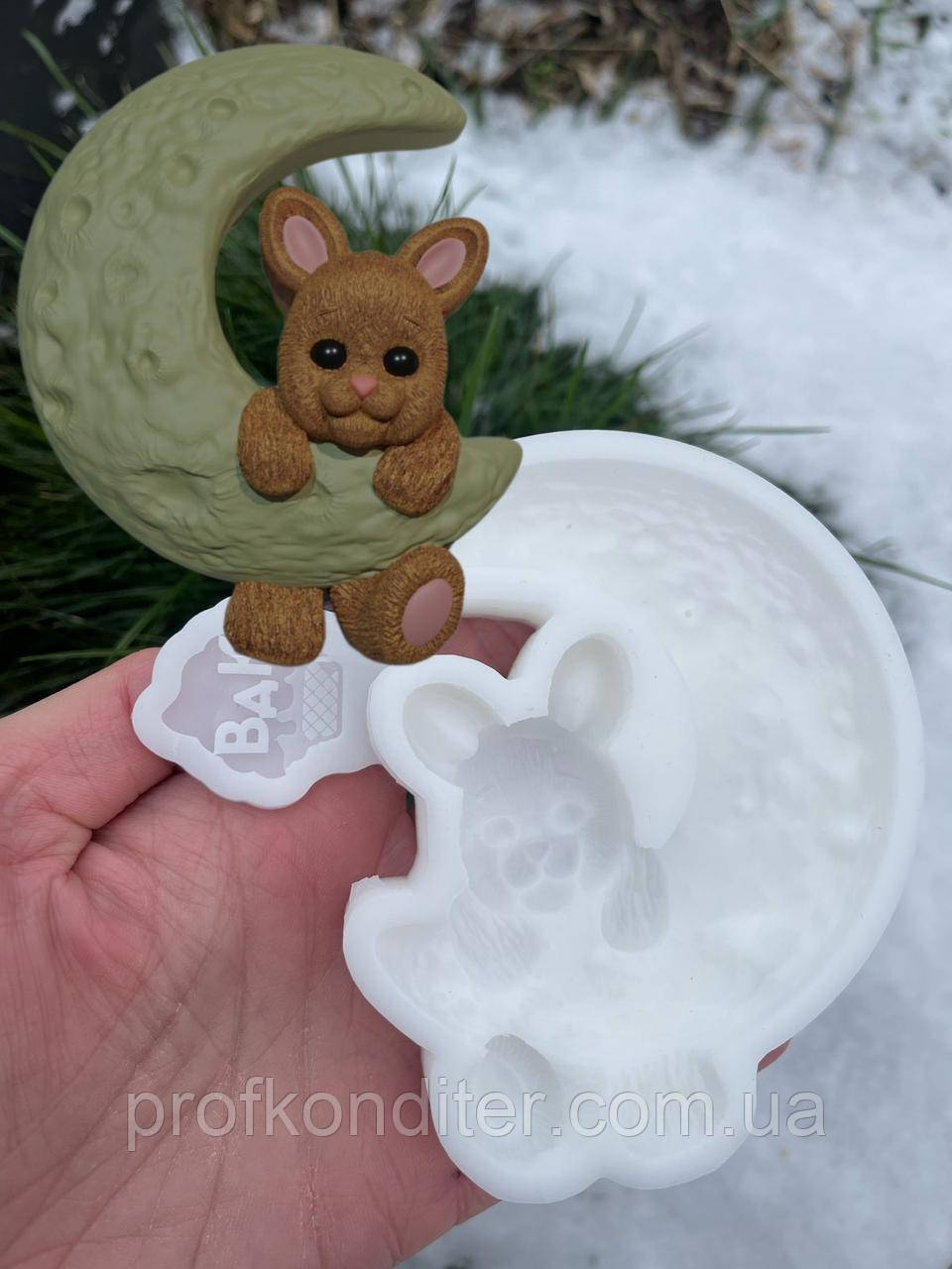 Ексклюзив. Силіконовий молд для шоколаду та ін "Зайчик на місяці", фото 1