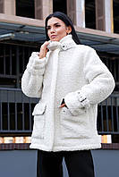 Белая короткая женская шуба с утеплителем Мирабель размеры S-M, L-XL