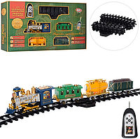Детская игрушечная музыкальная железная дорога на радиоуправлении с поездом и дымом Play Smart Золотая стрела