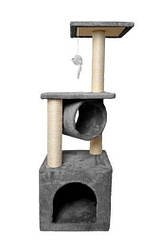 Дряпка Кігтеточка будиночок дерев'яний HOBBY CAT 93 см Сірий PH8005B-GR / 9480 Purlov