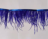 Пір'яна тасьма з пір'я страуса. Колір синій. Перо 5-15см. Ціна за 0,5 м., фото 5