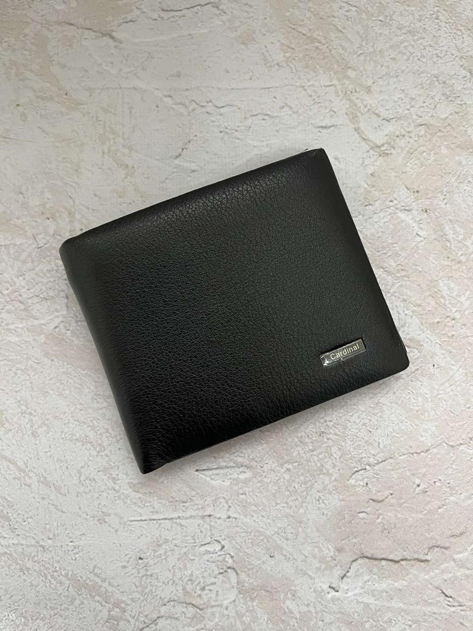 Чоловічий шкіряний гаманець Cardinal 230 купюрник із натуральної шкіри гаманець на 2 відділення для купюр чорний