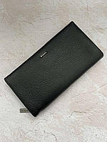 Женский кошелек портмоне из натуральной кожи Cardinal большой вместительный кожаный клатч черный
