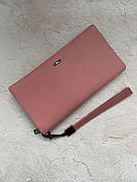Женский кошелек портмоне из натуральной кожи Cardinal большой вместительный кожаный клатч розовый