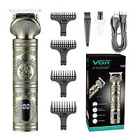 Аккумуляторная машинка для стрижки волос VGR V-962 триммер для бороды и усов со сменными насадками NU-749 1-7
