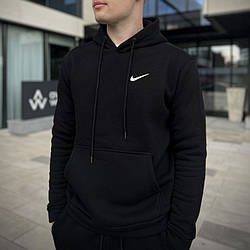 Чоловіча кофта Nike чорна на флісі худі Найк толстовка
