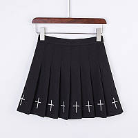 Юбка с шортами в стиле аниме кресты плиссированная черная 6755 134-152 (S)