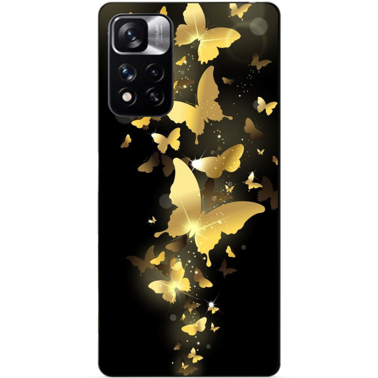 Силіконовий чохол бампер для Xiaomi Redmi Note 11 Pro Plus 5G з малюнком Золоті Метелики Метелики Метелики - фото 1 - id-p2027384889
