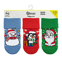 Дитячі махрові шкарпетки 0-6 6-12 12-18 міс зі стоперами для малюка теплі зимові носки махра для новонароджених BROSS