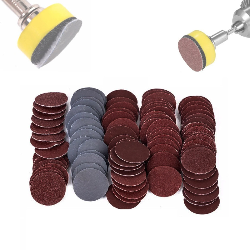 Набір шліфувальних насадок (25 мм) з липучкою – 1 диск + 100 кіл для гравера/дремеля, фото 1