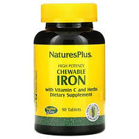 Железо с витамином С Nature's Plus (Iron with Vitamin C) 90 жевательных таблеток со вкусом вишни