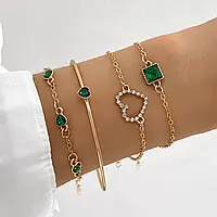 Набор браслетов из 4 различных браслетов с камешками