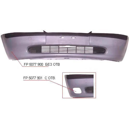 Бампер передній Opel Vectra B 95-99 Fps отв. (решітка); грунт., фото 1