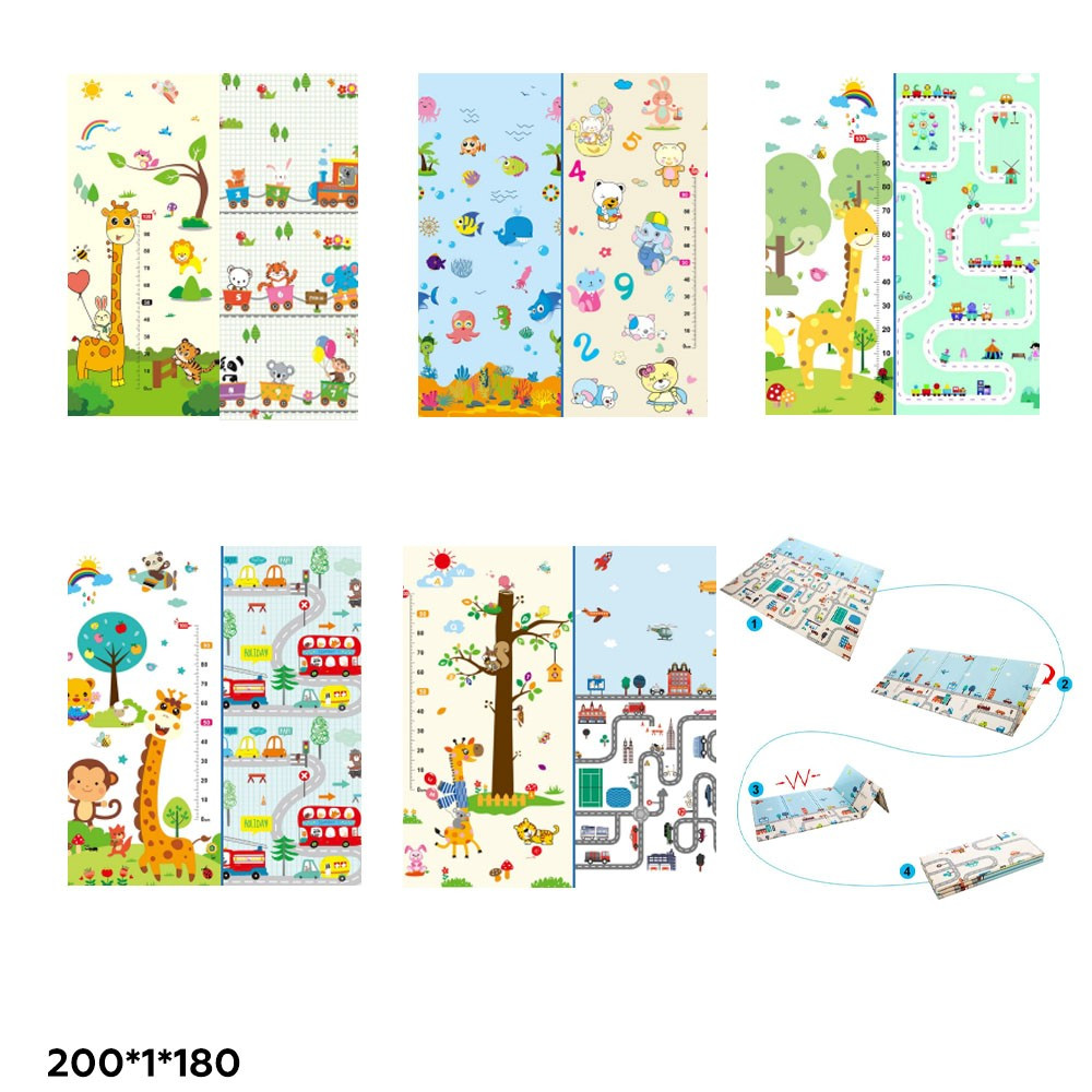 Дитячий двосторонній термокилимок CARRELLO 200 XPE кольори в асортименті розмір 200*1*180 в сумкі, фото 1