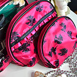 💖Жіноча косметичка на блискавці, набір 3в1, Рожева з бантиками, фото 2