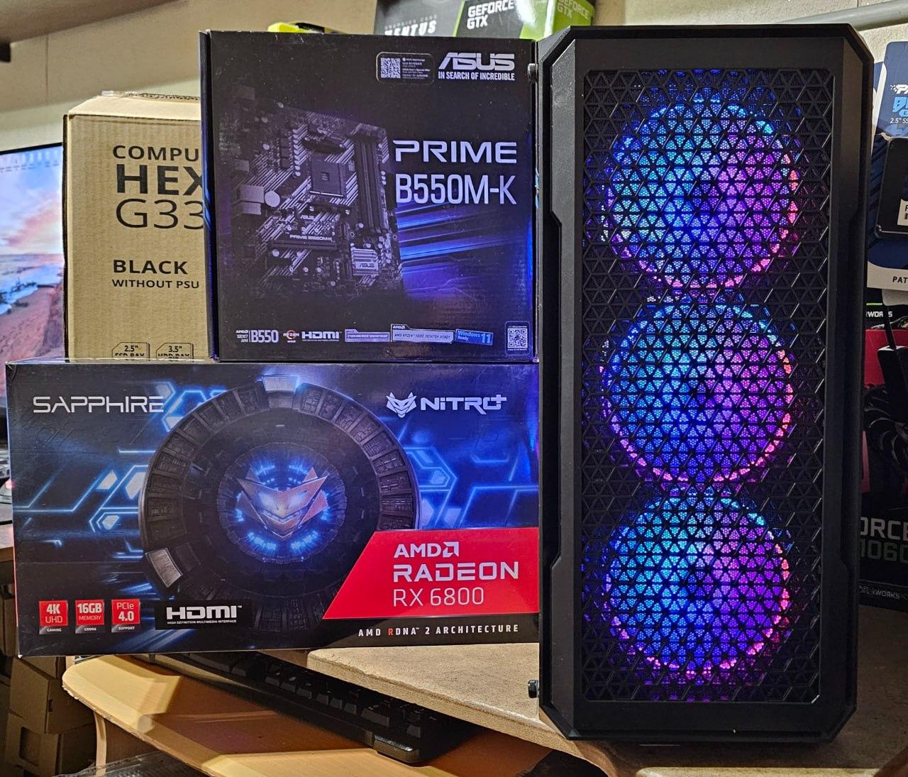 Ігровий комп'ютер RYZEN 5 5600 4.4GHZ, RX 6800 XT 16GB, 32GB DDR4, SSD M.2 250GB, SSD M.2 1TB