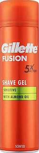 Гель для гоління Gillette Fusion Shave Gel Sensitive With Almond Oil (миндальна олія) 200 мл 02544