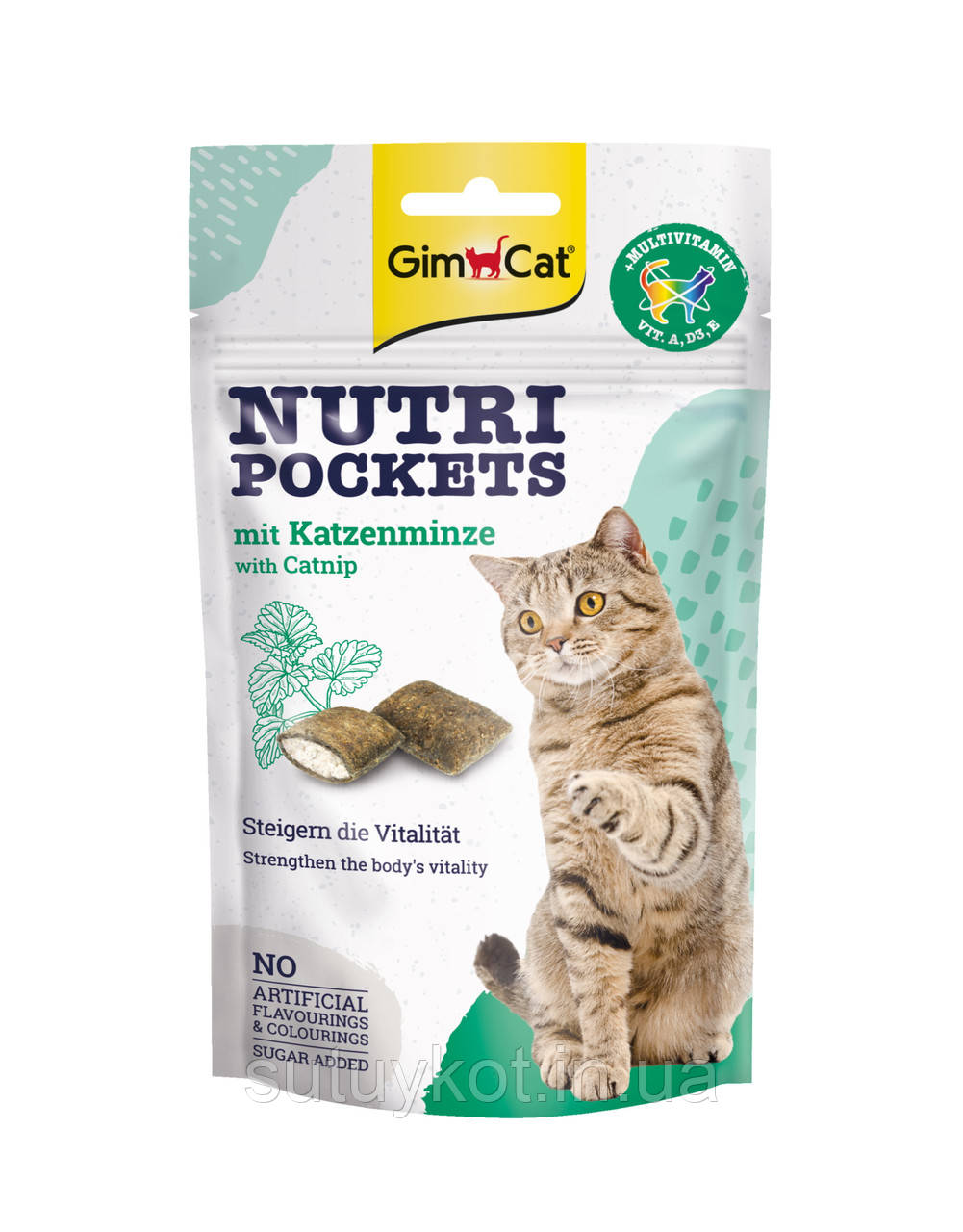 GimCat Nutri 60 г — хрусткі подушки для котів із м'ятою, фото 1