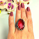 Велика срібна каблучка з червоним каменем, фото 8