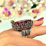 Велика срібна каблучка з червоним каменем, фото 9