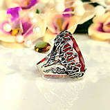 Велика срібна каблучка з червоним каменем, фото 5