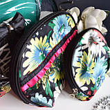 🌼Жіноча косметичка на блискавці, набір 3в1, Чорна з ромашками, фото 2