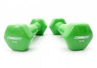 Гантели фитнес 2 шт по 1 кг салатовые с виниловым покрытие для фитнес-тренировок