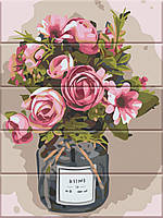 Картина за номерами на дереві "Чайні троянди" 30*40 см