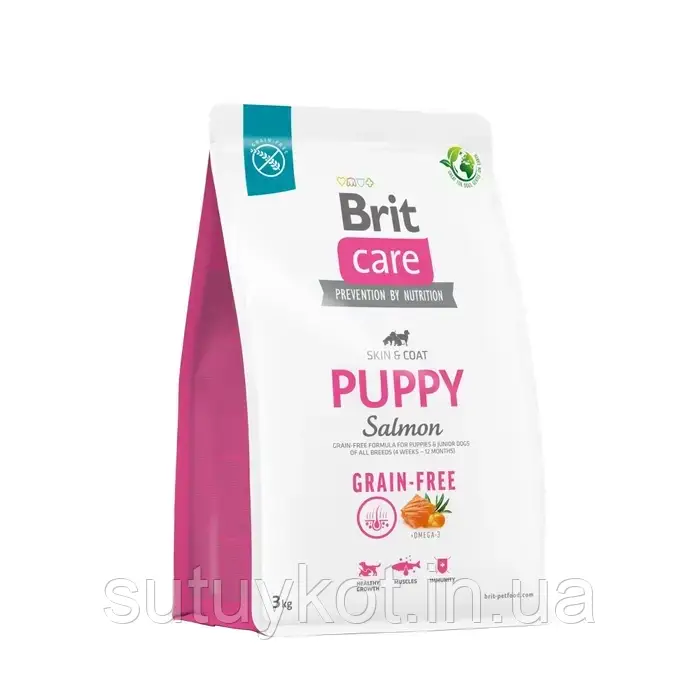 Brit Care Grain-free Puppy Salmon беззерновий корм для цуценят всіх порід із лососем, 3 кг