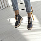 Чорні шкіряні демісезонні черевики зі шнурівкою та блискавкою, фото 4