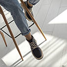 Чорні шкіряні демісезонні черевики зі шнурівкою та блискавкою, фото 5