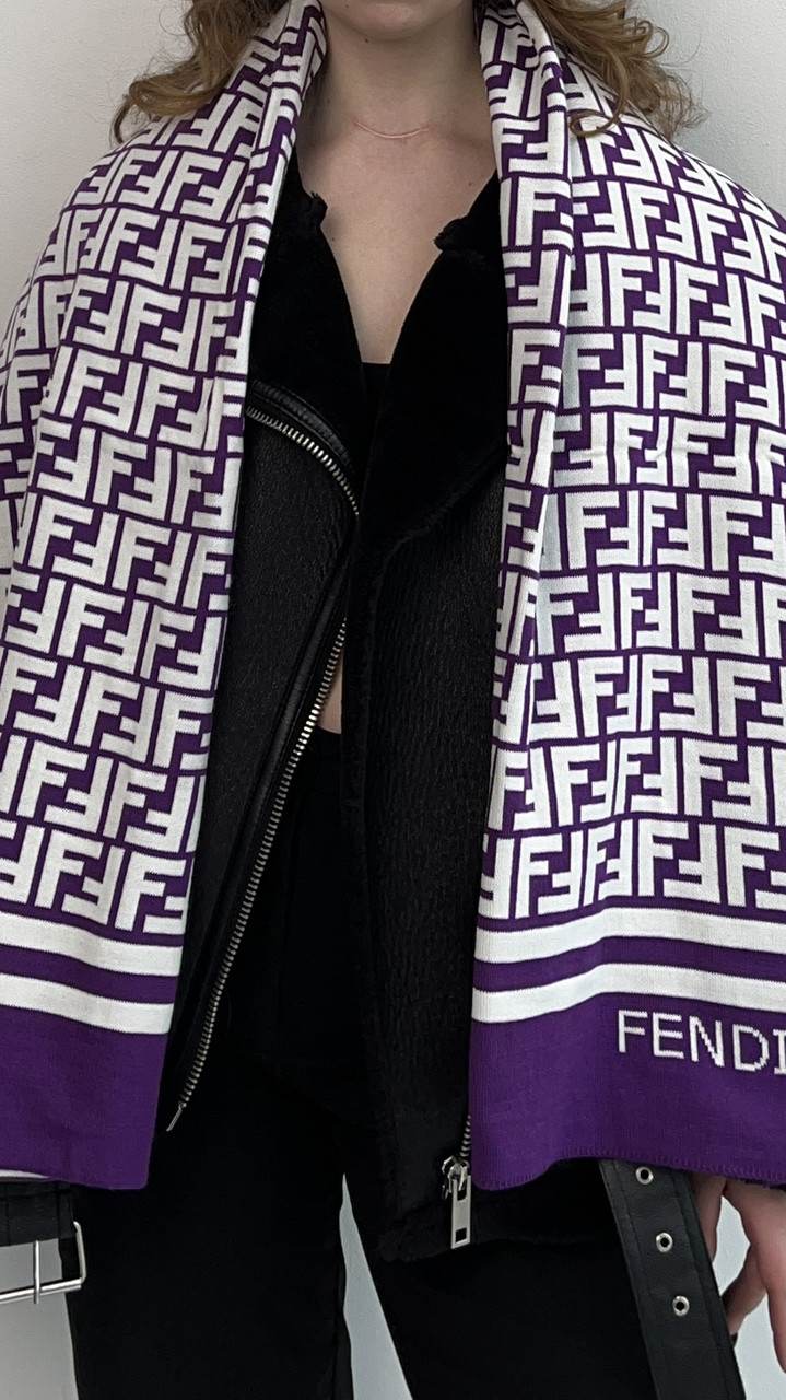 Шарф двосторонній кашеміровий 190*70 Фенді Теплий жіночий шарф Fendi