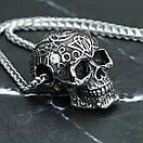 Чоловічий кулон підвіска з ланцюжком BLACK MUERTE на шию з медичної сталі під срібло з Черепом, фото 5