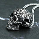 Чоловічий кулон підвіска з ланцюжком BLACK MUERTE на шию з медичної сталі під срібло з Черепом, фото 2