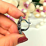 Вечірні срібні сережки чорна квітка, фото 4