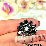 Вечірні срібні сережки чорна квітка, фото 7