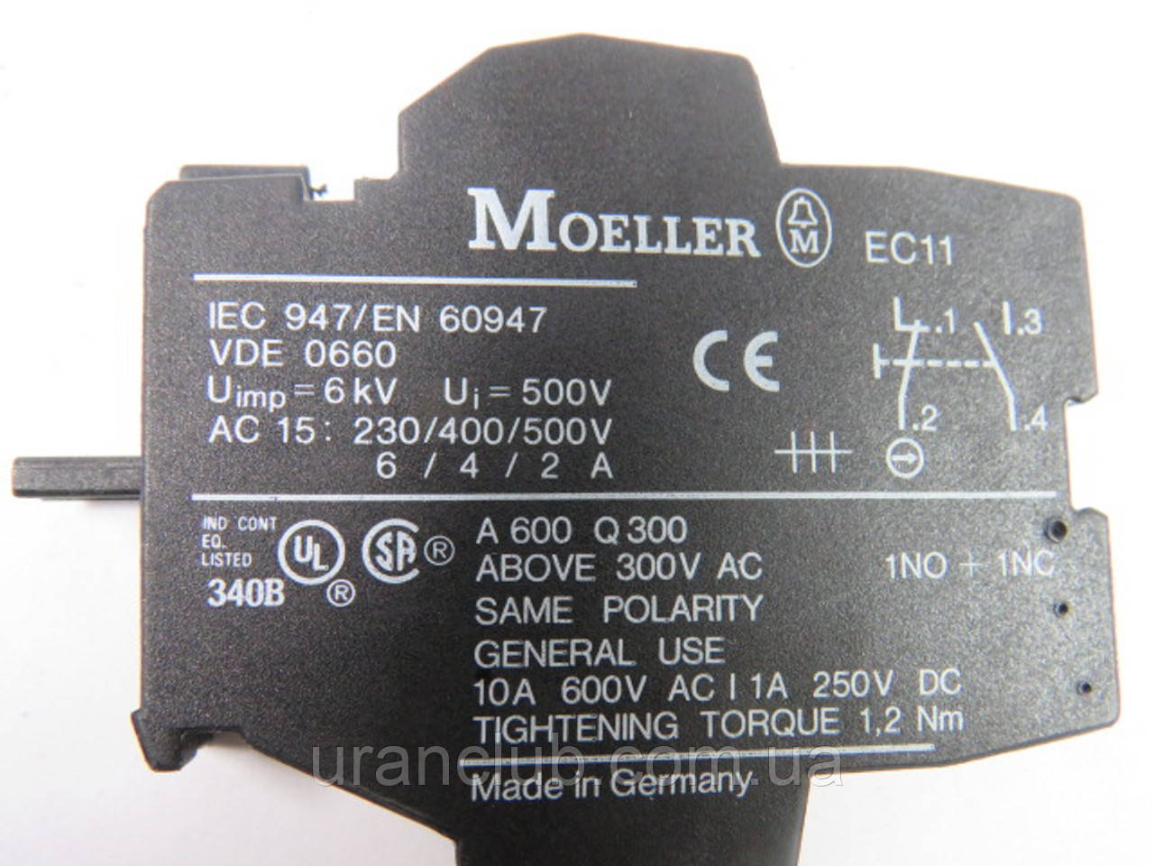 Контактний блок Klockner-Moeller EC11 6/4/2А 500 В 1НО 1НЗ