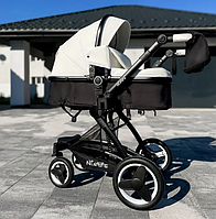 Універсальна коляска трансформер 2в1 Ninos Bono BLACK and WHITE єкошкіра