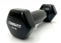 Виниловые гантели для фитнеса EasyFit с виниловым покрытием 0.5 кг - 5 кг (поштучно) 0.5 кг черная