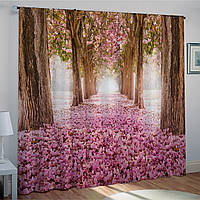 Комплект фотоштор на заказ - Тоннель из розовых деревьев