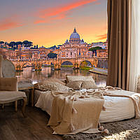 Панорамні фотошпалери "Рожевий захід сонця над Римом"