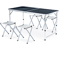 Стіл туристичний розкладний Outtec з 4 стільцями чорний