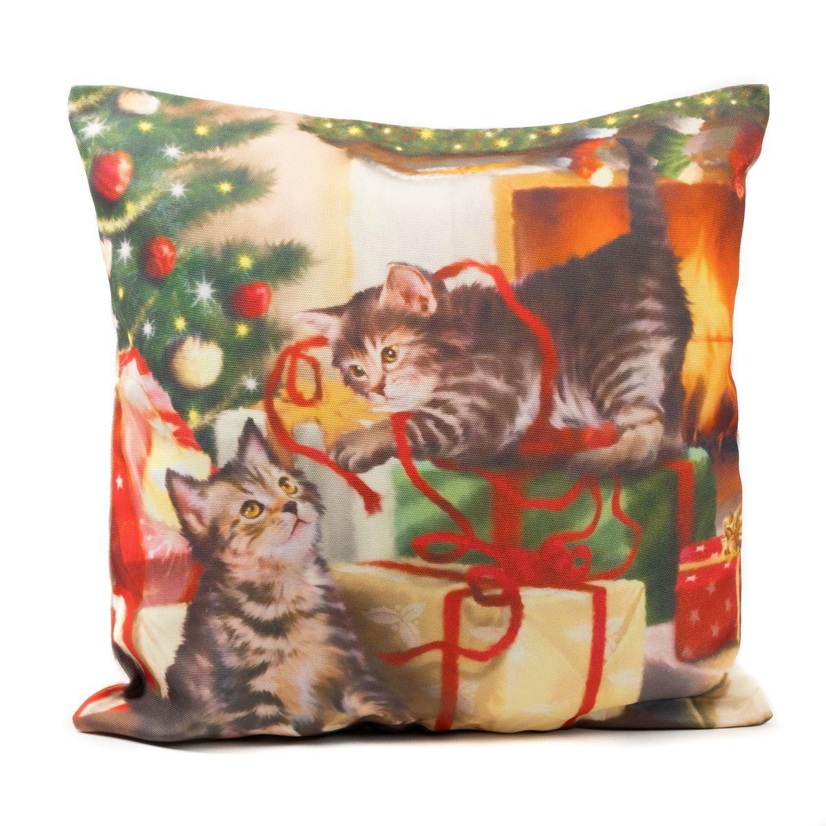 Наволочка новорічна зі святковим малюнком "Котячі пустощі" XMas Puppy Centrotex
