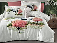 Качественное турецкое постельное белье First Choice Набор постельного из сатина на двоих цветы размер евро