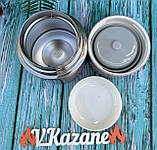 Термос вакуумний харчовий з окремою тарілкою 1100 мл Maestro MR-1636-110 Термос для їжі з неіржавкої сталі, фото 4