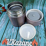 Термос вакуумний харчовий з окремою тарілкою 1100 мл Maestro MR-1636-110 Термос для їжі з неіржавкої сталі, фото 3